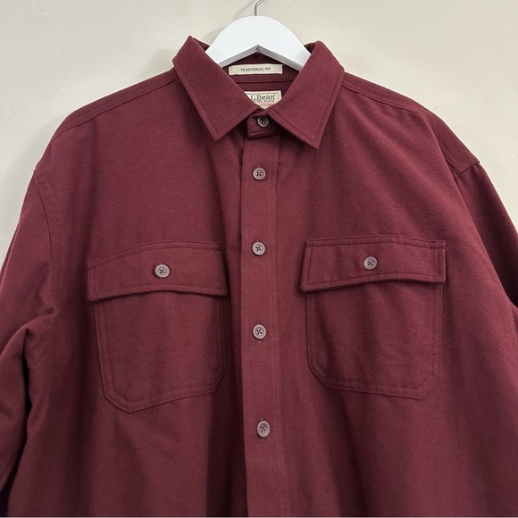 L.L. Bean Men's Chamois Cloth Shirt, Traditional Fit in Deep Wine - Picture 2 of 11